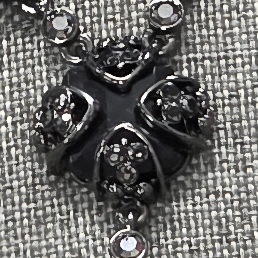 Vintage Signed Trifari Y-drop necklace with black arcrylic faceted stones. EUC - Picture 3 of 11